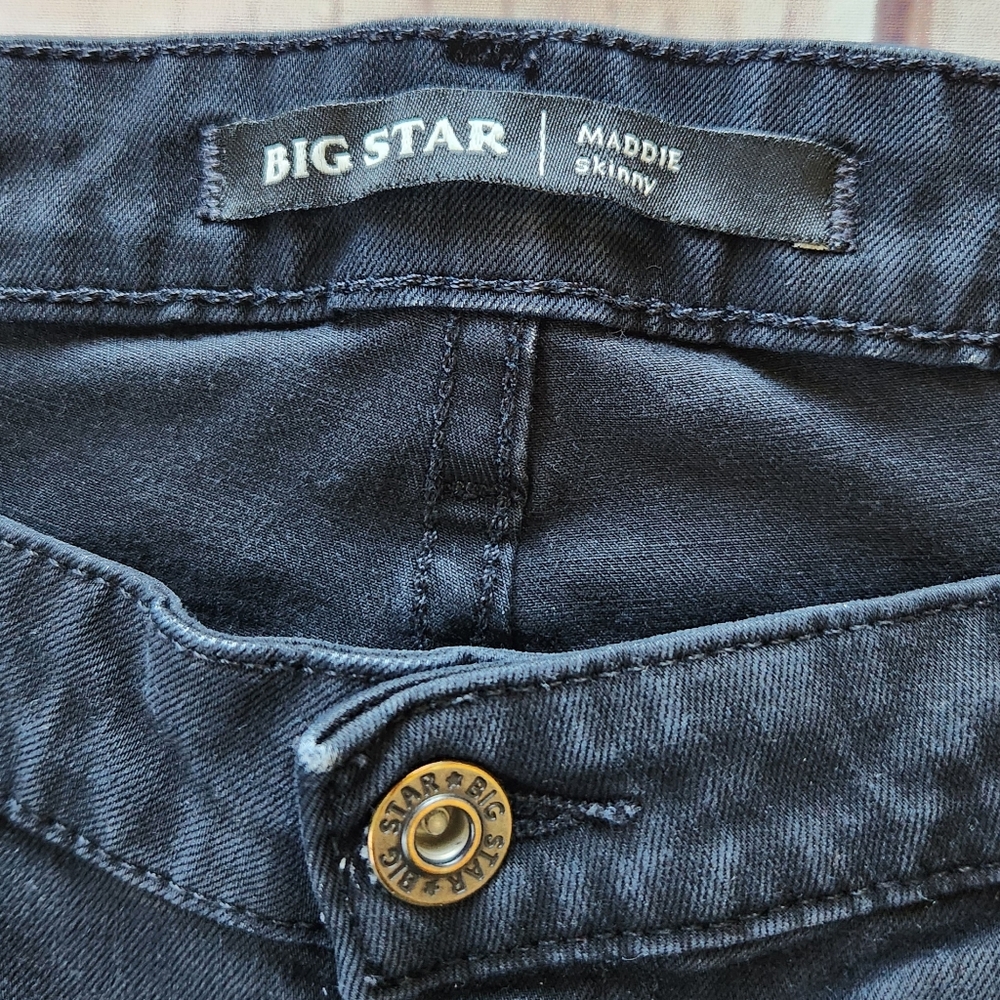Big Star "Maddie Skinny" Black Midrise Jeans Silver Thread Y2K | Women's Size 31 - Picture 4 of 10